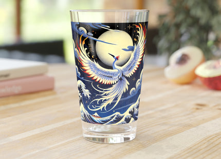 Majestic White Crane Glass, 16oz