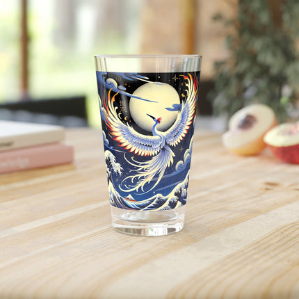 Majestic White Crane Glass, 16oz