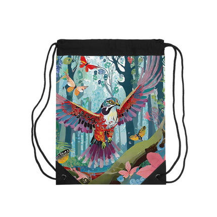 A Colorful Raptor Drawstring Bag