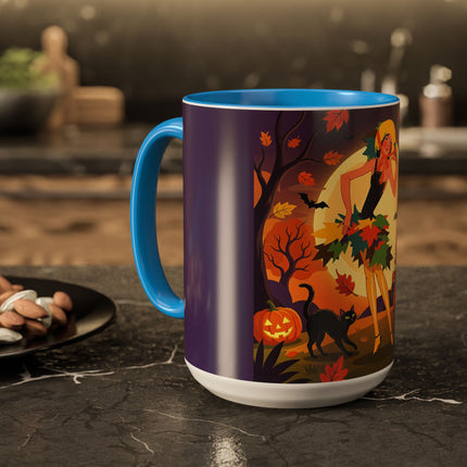 🌕🍂 Autumn Song Beneath The Harvest Moon Colorful Mug – Whimsical Halloween Charm