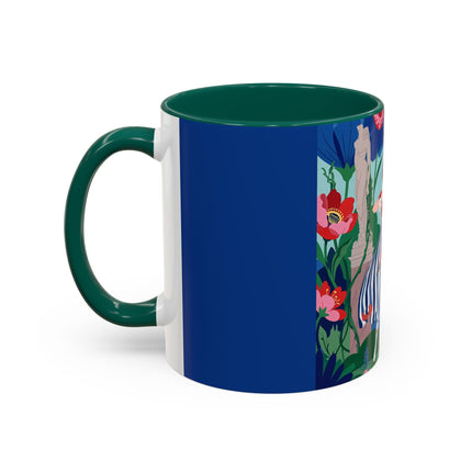 The Lady Of The Scarlet Bow Colorful Mugs – Art Deco Botanical Archer Elegance