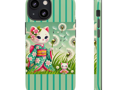 Geisha Kitten and the Dandelion Phone Cases
