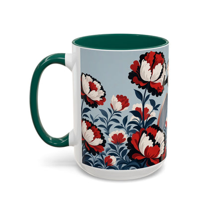 ❤️🌺 The Scarlet Blossom Dancer Colorful Mug – Art Deco Fashion Whimsy