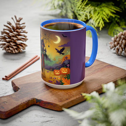 🌙🎃 The Scarecrow Of Haunted Hollow Colorful Mug – Whimsical Halloween Mystery