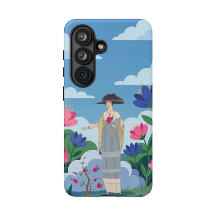 🌸🎩 The Lady Of The Grand Flower Garden Phone Case – Art Deco Fashion Illustration