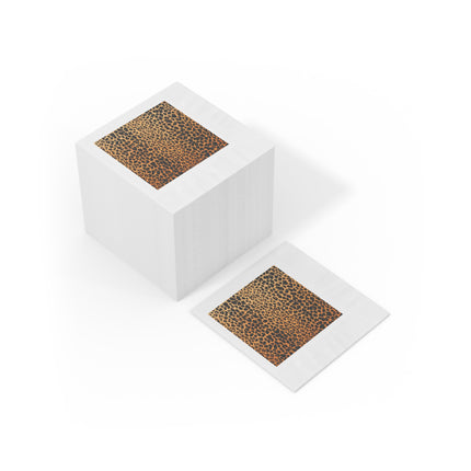 Classic Leopard Print White Coined Napkins