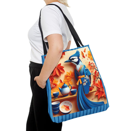 Blue Jay at an Autumn Tea Ceremony Tote Bag (AOP)