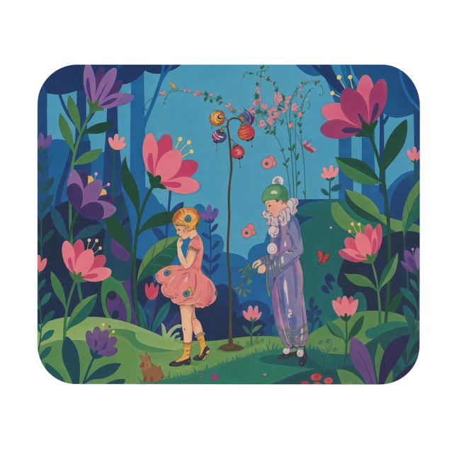 🌸🐇 The Curious Garden Companions Mouse Pad – Art Deco Floral Whimsy