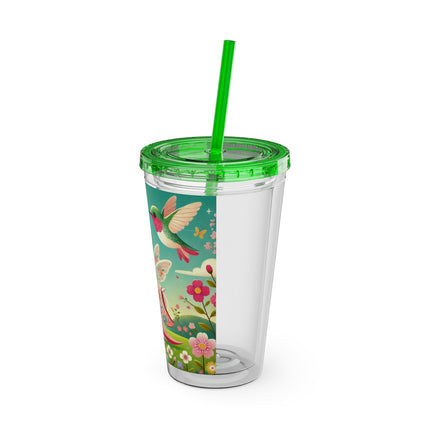 Geisha Fairy and the Hummingbird Blossom Sunsplash Tumbler with Straw, 16oz