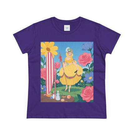 🌸🪞 The Lady Of The Flower Garden Mirror Cotton Tee – Art Deco Floral Fantasy