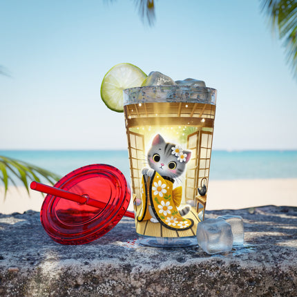 Playful Kitten in the Tea Room Sunsplash Tumbler with Straw, 16oz
