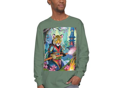 Cyberpunk Leopard Garment-dyed Long Sleeve T-Shirt