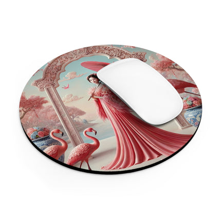 Petals, Porcelain, and Flamingos Mouse Pad