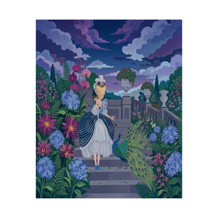 🦚🌙 The Lady Of The Midnight Peacock Garden Matte Vertical Poster – Art Deco Floral Elegance
