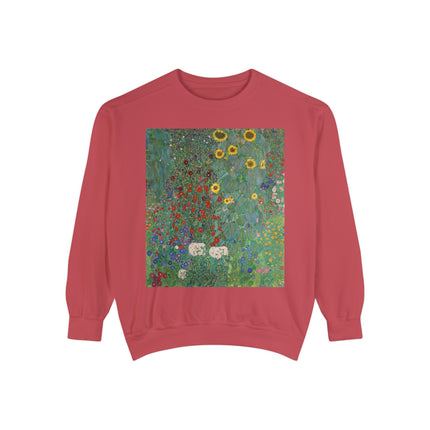 Farm Garden with Sunflowers by Gustav Klimt Unisex Garment-Dyed Sweatshirt