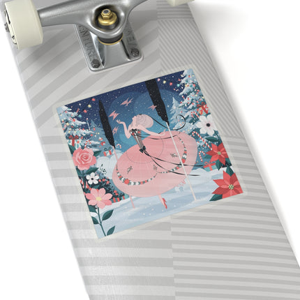 🎠❄️ The Christmas Carousel Dream Kiss-Cut Sticker – Art Deco Holiday Fantasy