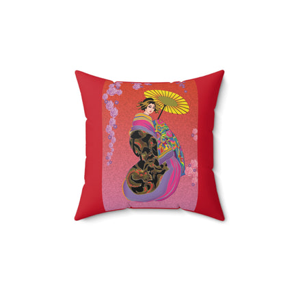 Enchanting Geisha Spun Polyester Square Pillow