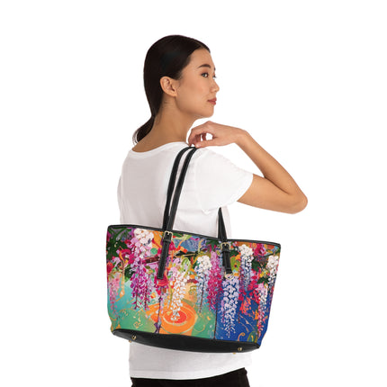 Golden Wisteria Elegance PU Leather Shoulder Bag