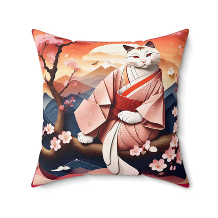 Japanese Bobtail's Repose Spun Polyester Square Pillow