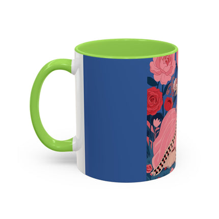 The Lady And The Scarlet Macaw Colorful Mugs – Art Deco Floral Elegance
