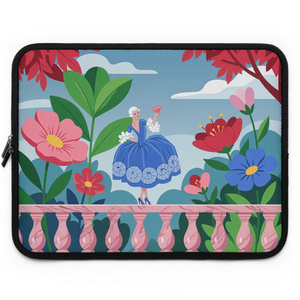🌺🪭 The Lady Of The Grand Garden Terrace Laptop Sleeve – Art Deco Floral Elegance