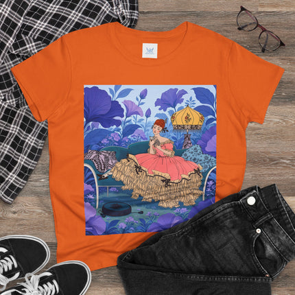 🌸🛋️ The Enchanted Garden Repose Cotton Tee – Art Deco Floral Whimsy