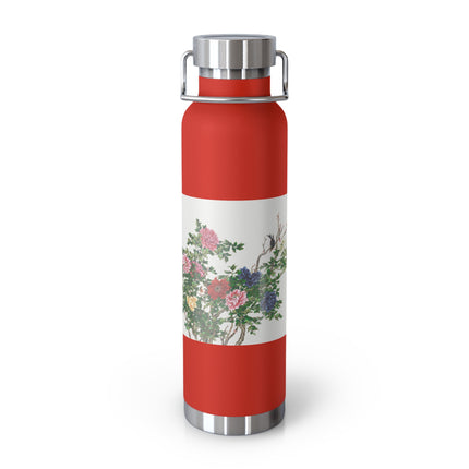 Peonies and Birds by Okamoto Shuki Copper Vacuum Insulated Bottle, 22oz