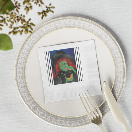 Mirror, Mirror A Witch's Touch White Coined Napkins