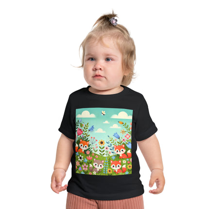 Fox Cubs in Bloom Baby T-Shirt – Springtime Joy & Playful Friendship