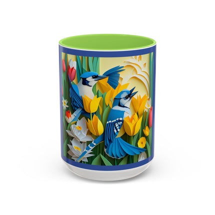 Blue Jays in a Spring Garden Colorful Mugs (11oz, 15oz)