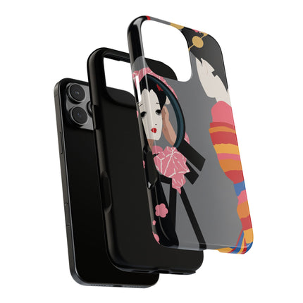 Geisha Mirror Phone Case – Elegant Reflection & Timeless Beauty