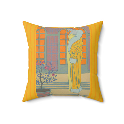 Sur Les Marches Du Jardin by Georges LePape Spun Polyester Square Pillow