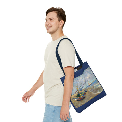 Fishing Boats on the Beach at Saintes-Maries by Vincent Van Gogh Tote Bag (AOP)