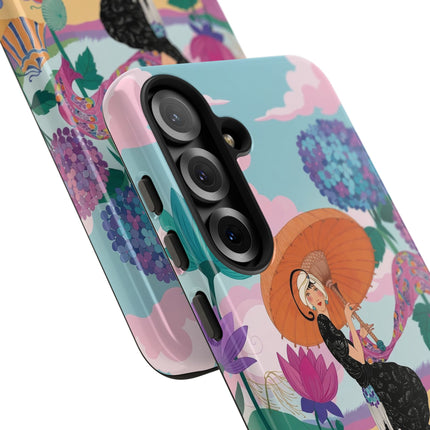 🌊☂️ The Lady Of The Flowered Seashore Phone Case – Art Deco Seaside Fashion