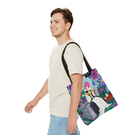 🌹🧶 The Lady Of The Golden Yarn Tote Bag – Art Deco Floral Elegance