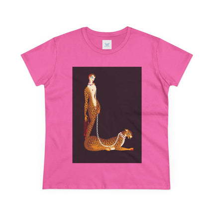 Leopard Queen Women's Midweight Cotton Tee – Exotic Glamour & Timeless Elegance