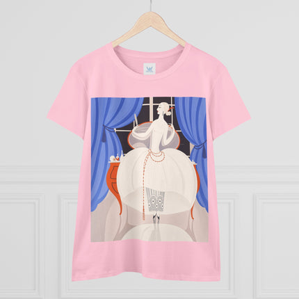 🦢💎 The Ivory Midnight Muse Cotton Tee – Art Deco Fashion Elegance