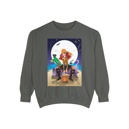 Moonlit Pirate Halloween Unisex Garment-Dyed Sweatshirt