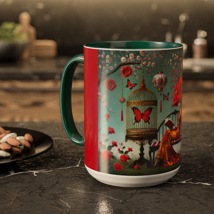 Reading in a Painted Garden Colorful Mugs (11oz, 15oz)