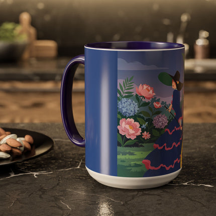 The Lady Of The Garden Stroll Colorful Mugs – Art Deco Botanical Elegance