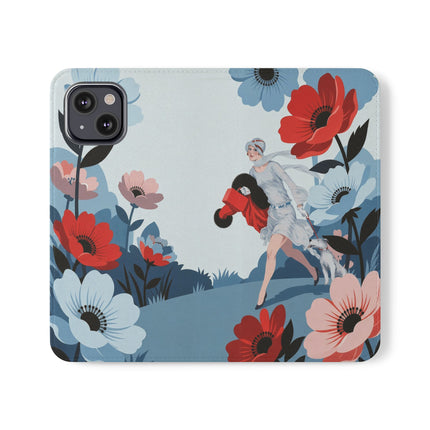 🌺🐕 The Lady Of The Flower Walk Flip Case – Art Deco Garden Stroll