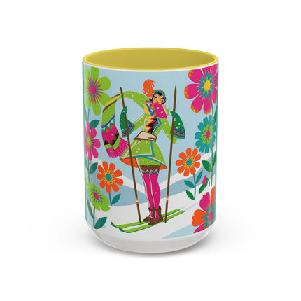 🎿🌸 The Winter Flower Adventurer Colorful Mug – Colorful Ski Fantasy