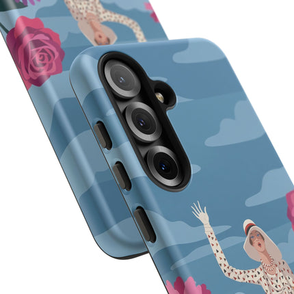 🌺👒 The Grand Flower Promenade Phone Case – Art Deco Fashion Illustration