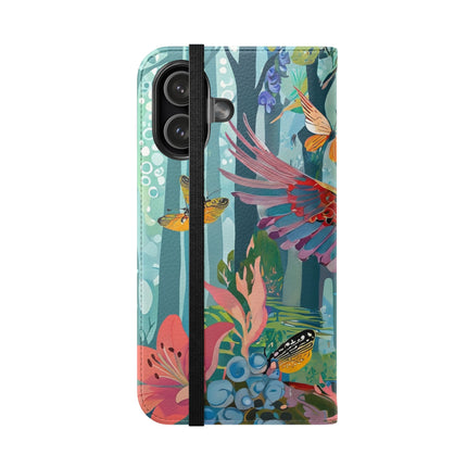 🦖🦋 Colorful Raptor Flip Case – Butterfly Wonder & Forest Adventure