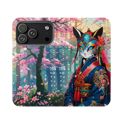 🦊⚔️ Cyberpunk Samurai Maiden Flip Case – Neon Grace & Warrior Courage