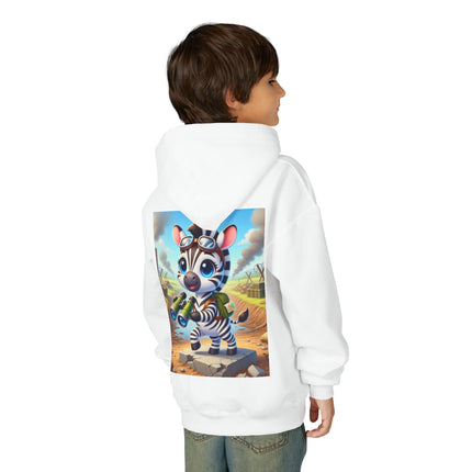 Zebra Lookout Youth Hooded Sweatshirt – Adventure, Curiosity & Explorer Spirit