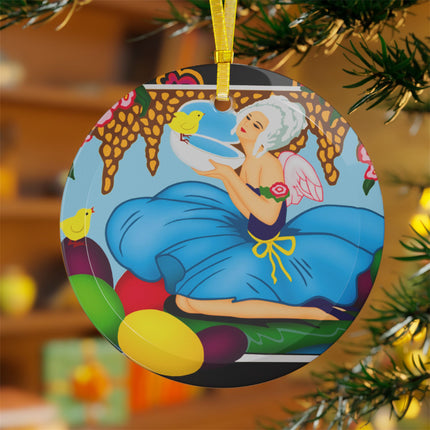 Blooms and Chicks Glass Ornament