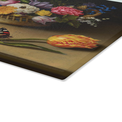 Flower Still Life by Ambrosius Bosschaert Glass Cutting Board
