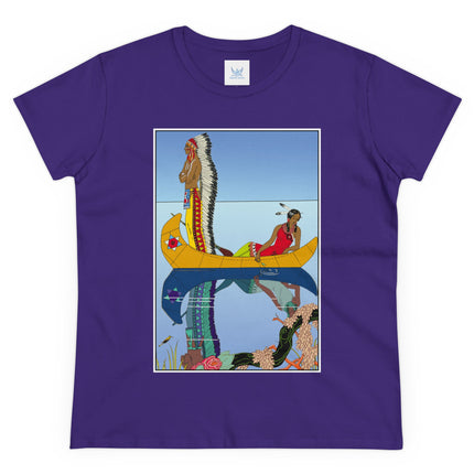 Le long du Missouri (Indian couple in a canoe on the Missouri River) by George Barbier Women's Midweight Cotton Tee