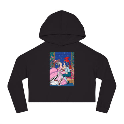 The Jealous Parrot by George Barbier Women’s Cropped Hooded Sweatshirt
